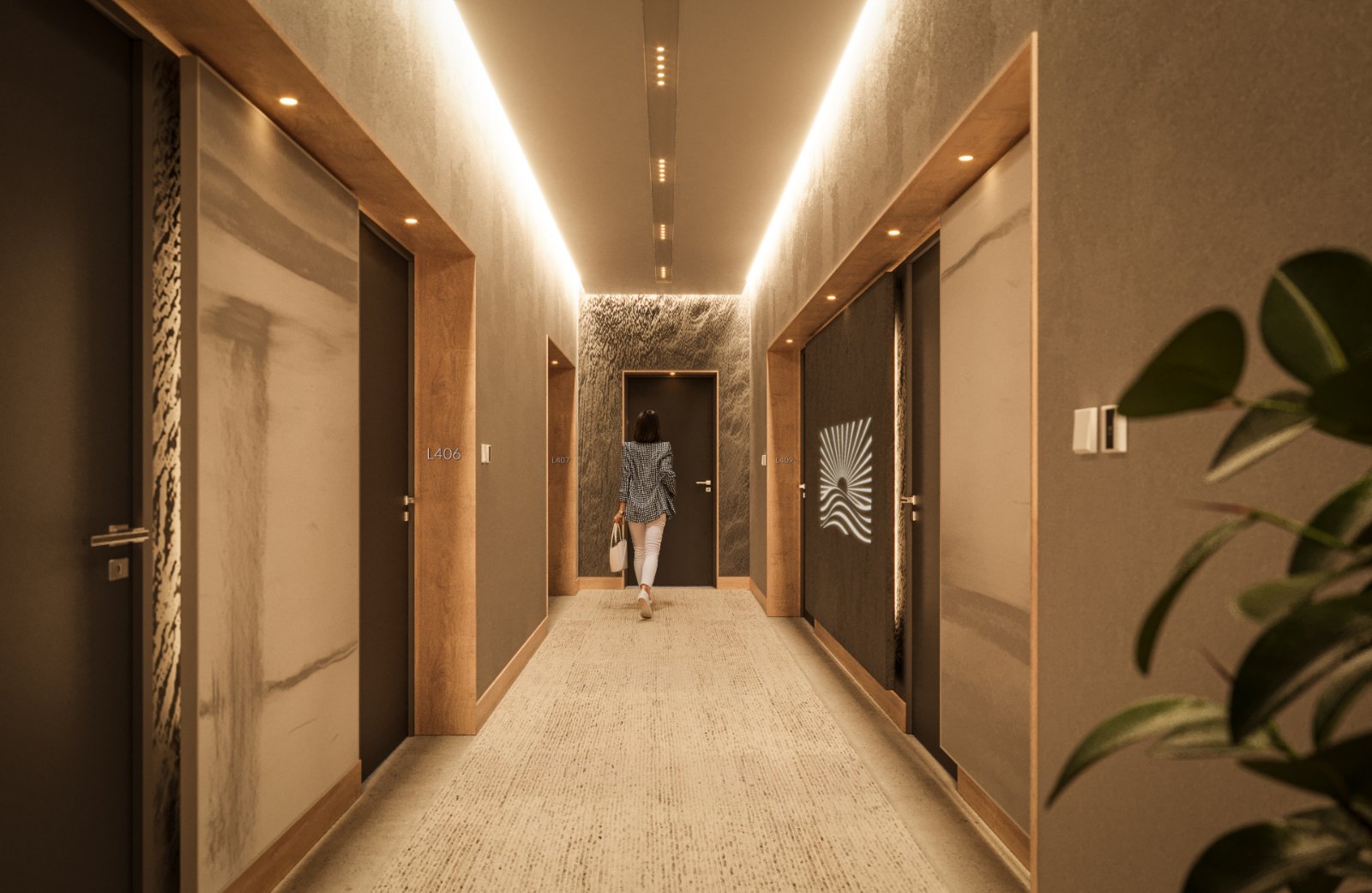 Hol i recepcja hotelu nad morzem - wizualizacja 3D