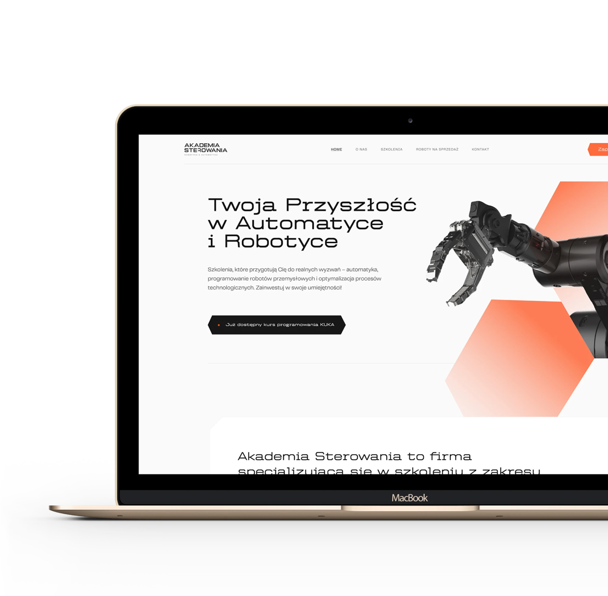 Strona internetowa Akademia Sterowania na laptopie – realizacja G2 TEAM