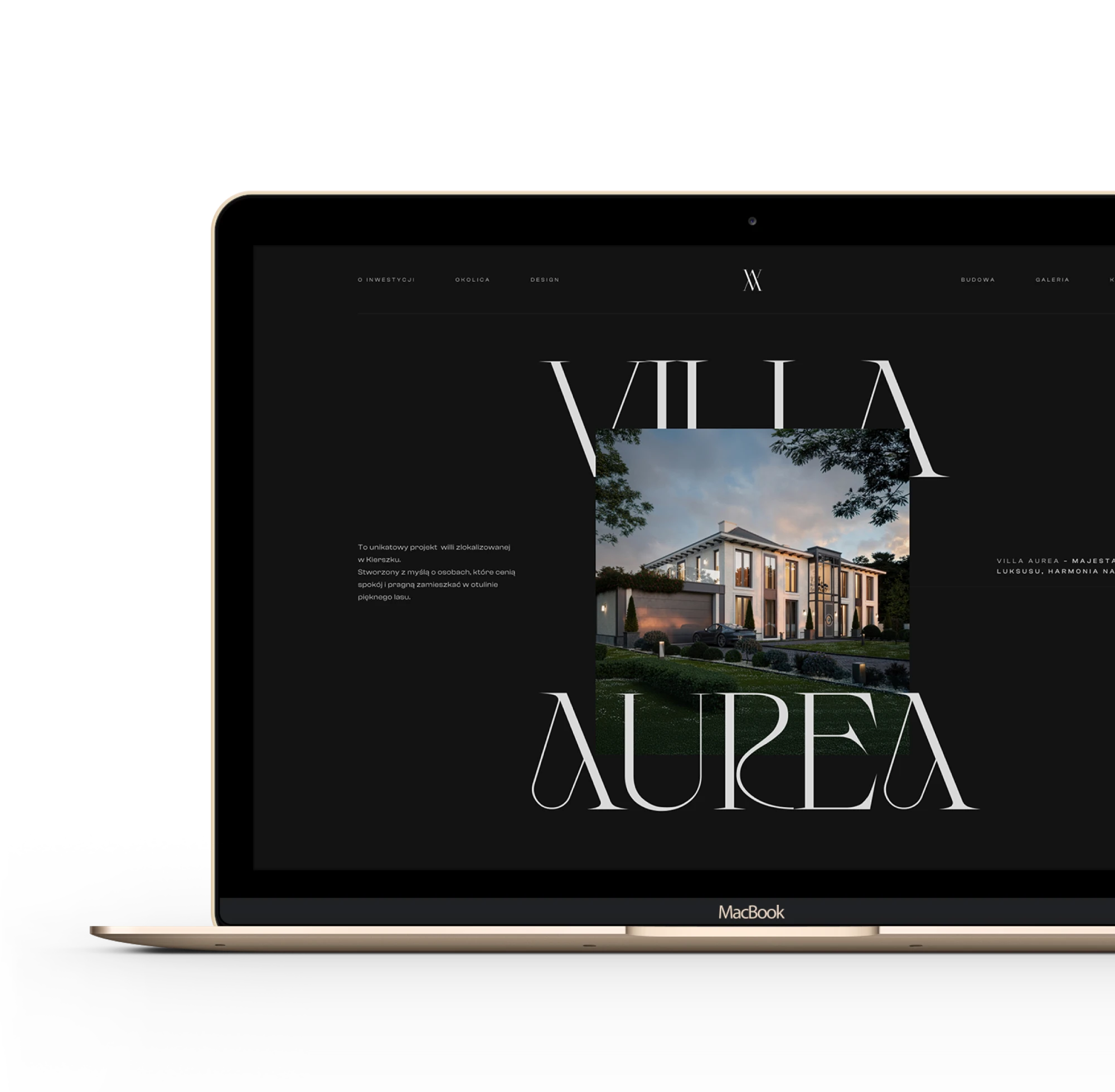 Strona internetowa Villa Aurea na laptopie – realizacja G2 TEAM