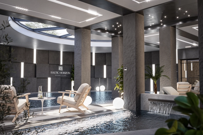 Baltic Horizon w Międzyzdrojach – basen w strefie SPA, wizualizacja 3D